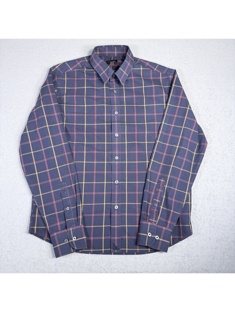 UNTUCKit Shirt Men Medium Wrinkle Free Plaid Long Sleeve Button Up Georgio